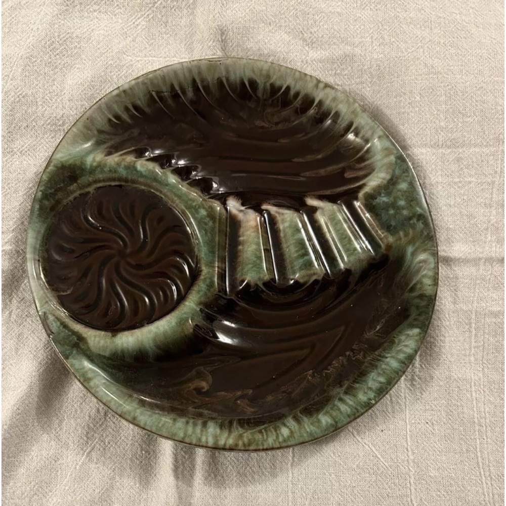 Vintage Ceramic ashtray turquoise And Brown